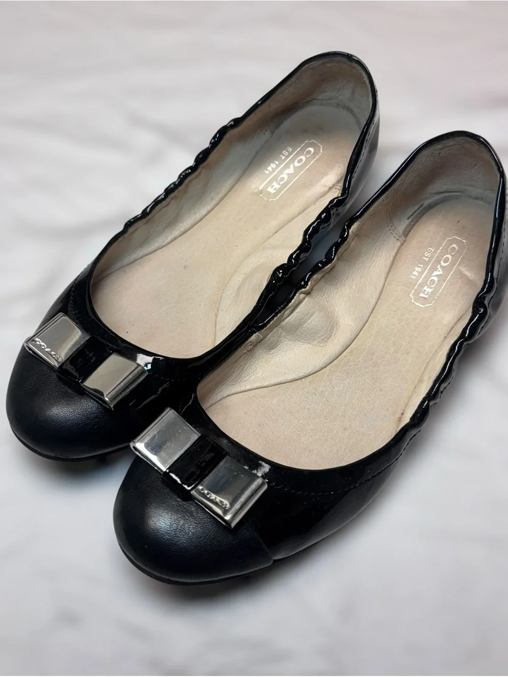 COACH Women's Black Patent Leather Ballet Flats